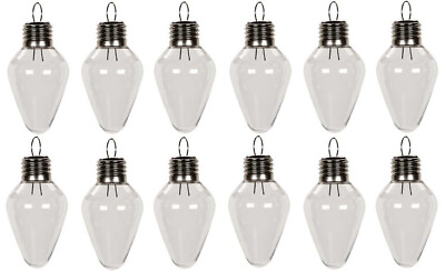 #ad 12 Pack Clear Plastic Fillable Light Bulb Shape Christmas Ornaments 100mm 4quot; $19.94