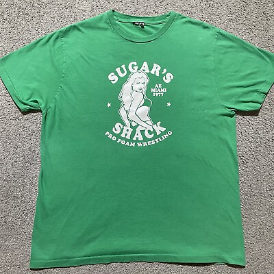 #ad Vintage American Eagle T Shirt Men Large Green Sugar Shack Pinup Girl Grunge Y2K $21.95