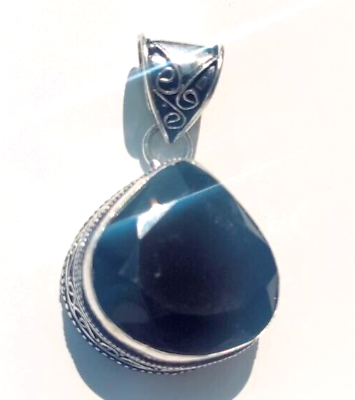 #ad Black Onyx Gemstone 925 Sterling Silver Handmade Ethnic Jewelry Pendant 1.80quot; $13.61