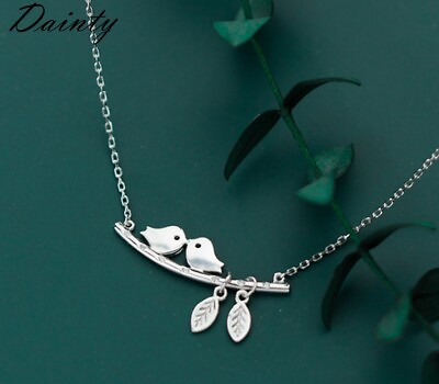 #ad DAINTY Women Girl 925 Sterling Silver Animal Bird On Leaf Branch Necklace 16 18quot; $19.88