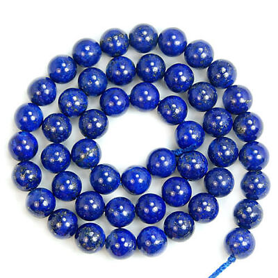 #ad Genuine 8MM Natural Blue Lapis Lazuli Round Gemstone Spacer Loose Beads 15quot; AAA $7.69