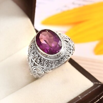 #ad Handmade silver sterling Natural Faceted Amethyst Ring For Women Silver Jewelry $347.32