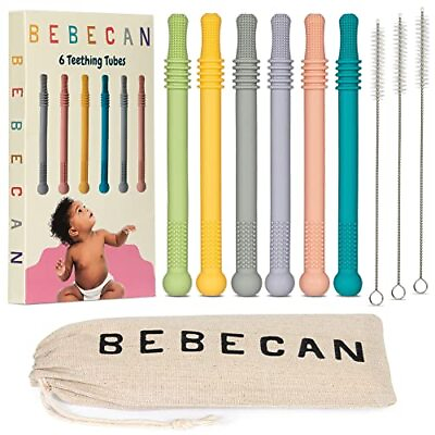#ad BEBECAN Teething Sticks for Babies 0 36 Months Super Soft Silicone Teethers... $11.47