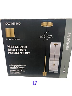 #ad Pendant Light Kit with Partial Metal Rod Brushed Gold 1007083750 Kitchen Light $18.00
