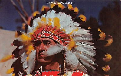 #ad Indian Chief in Headress Lewiston Michigan $5.99