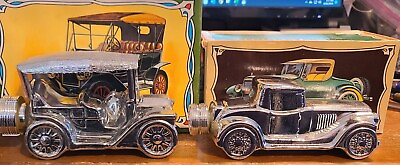 #ad Lot Of 2 Avon Silver Glass Car Cologn Decanters W Box Touring Sterling Six Empty $13.70