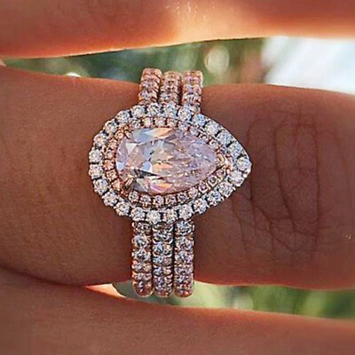 #ad Women Fashion 925 Silver Wedding Ring Pear Cut Cubic Zircon Jewelry Sz 5 11 C $2.70