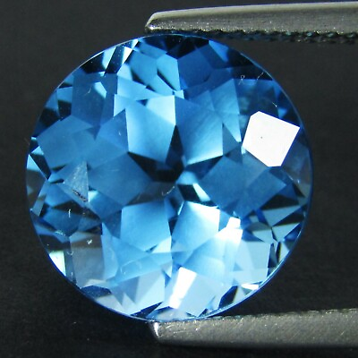 #ad 8.47Cts Fabulous Natural Swiss Blue Topaz 11.7mm Round Star Cut Brazil Gemstone $56.99