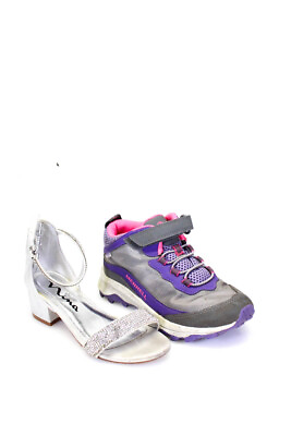 #ad Nina Merrell Childrens Girls Sandals Sneakers Silver Size 1 2 Medium Lot 2 $41.49