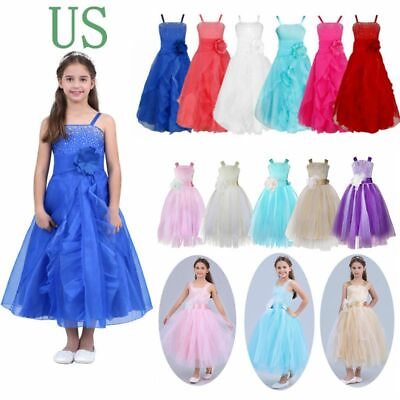 #ad Flower Girl Princess Dress Party Wedding Bridesmaid Birthday Pageant Prom Gown $14.23