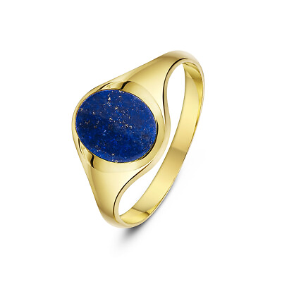 #ad Men#x27;s 9ct Yellow Gold Oval Shaped Blue Lapis Signet Ring $238.64