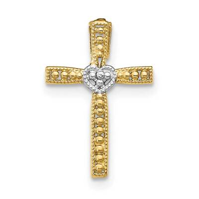 #ad 14K Gold with Rhodium Cross Pendant 0.5 x 0.7 in $81.75