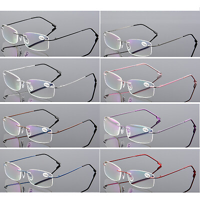 #ad Mens Womens Rimless Reading Glasses Titanium Alloy Readers Lightweight 1.0 3.5 $11.69