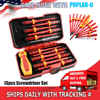 #ad Electrician Insulated Screwdriver Set 1000V 13pcs Set Electrical Screw Drivers $21.94