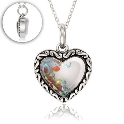 #ad Heart with Red Blue and Green Crystals Inside Window Pendant $95.00