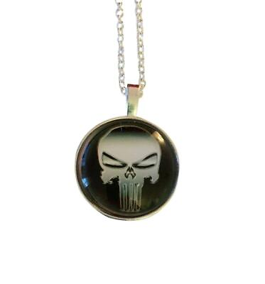 #ad Punisher Skull Dome Pendant Necklace Comic Book Fan Fashion Gift Jewelry $6.99