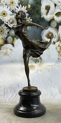 #ad Art Deco Nouveau Solid Bronze Sculpture Dancer Ballerina Trophy Figurine Statue $209.65
