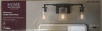 #ad 22 in. 3 Light Matte Black Bathroom Vanity Light with Clear Seeded Glass $18.99