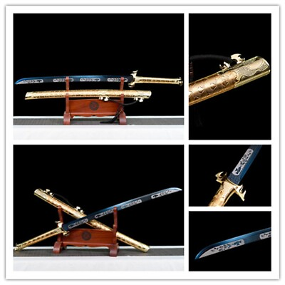 #ad Beautiful Broadsword Outdoor Battle Sword Sharp BlueHigh Manganese Steel Blade $158.00