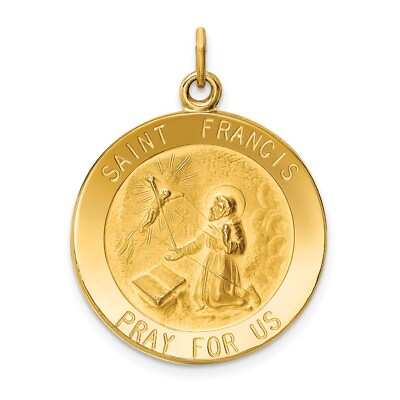#ad Real 14kt Yellow Gold Saint Francis Medal Pendant $585.80