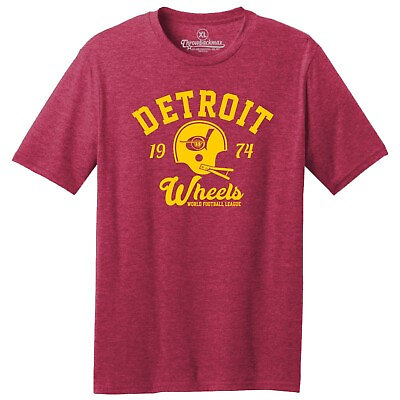 #ad Detroit Wheels 1974 WFL Football TRI BLEND Tee Shirt Lions Tigers Pistons $22.00
