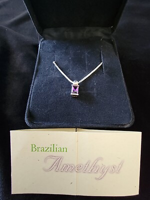 #ad Sterling Silver African Amethyst amp; Brazilian Amethyst Pendant .925 Chain $19.99