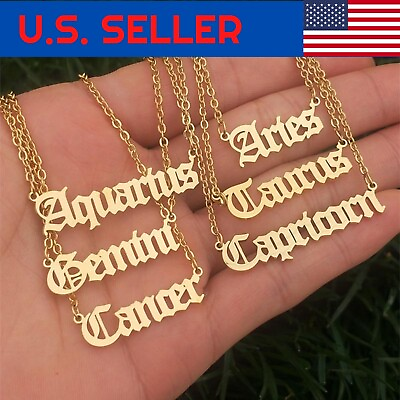 #ad Zodiac 12 signs Constellation Necklace Gold Silver Horoscope Jewelry Valentine $8.99