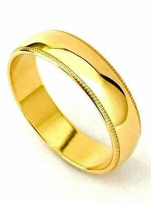#ad Men#x27;s Womens Solid 14K Yellow Gold Milgrain Wedding Ring Band jewelry 6MM Size 9 $317.90