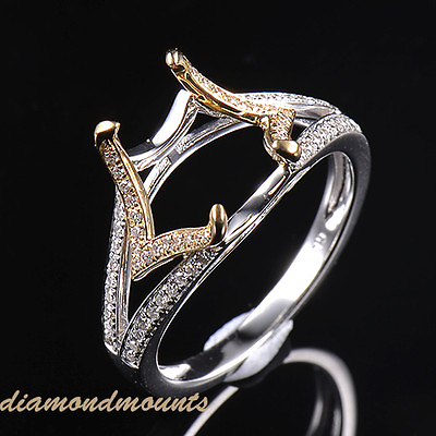 #ad Custom Natural Diamond Lady Ring Semi Mount 14K Gold Cushion 8x10mm Size 7 $485.00