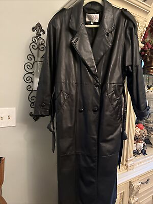 #ad Leather trench coat $62.99