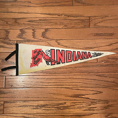 #ad ndiana Hoosier State Vintage Pennant Red amp; White $7.88