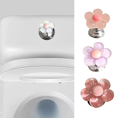 #ad 2Pcs Flower Shaped Toilet Press Button Toilet Flush Button Helper Creative NEW $9.60