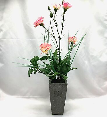 #ad Pink and White Carnation Flower Arrangement Floral Decor $11.75