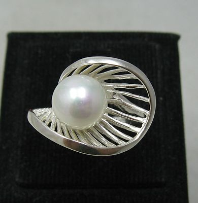 #ad Genuine Fancy Stylish Sterling Silver Ring Solid 925 Pearl Handmade Empress $24.00