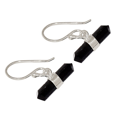 #ad Natural Black Tourmaline 925 Sterling Silver Earrings Jewelry ALLE 15937 $13.99