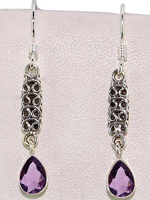 #ad Natural Amethyst 925 Solid Sterling Silver Earrings Jewelry NW17 5 $25.99