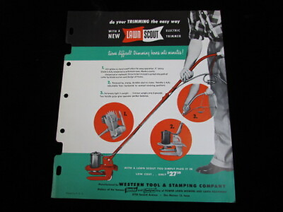 #ad Homko Lawn Scout advertising paper vintage 1952 Western tool stamping $14.27
