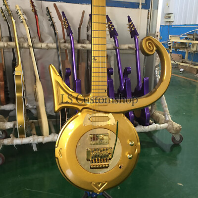 #ad Gold Prince Electric Guitar FR Bridge CNC Solid Body Special Shape Gold Hardware $265.05