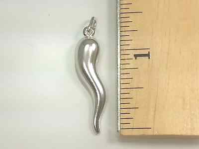 #ad Italian Horn Pendant 925 Sterling Silver 1.5 inches Long Good Luck Amulet $17.95