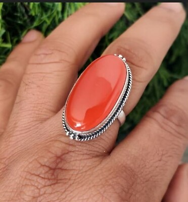 #ad Natural Carnelian 925 Sterling Silver Oval Gemstone Ring All Ring Size Available $17.99
