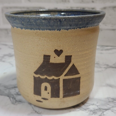 #ad Studio Pottery Art Stoneware Signed Brown Blue Cottage Core Cabin Core $26.97