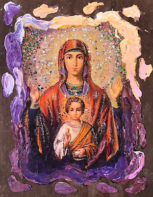 #ad Virgin Mary 6quot;x 5quot; Mary Saint Unique Gift Original Hand made Antanenka $350.00