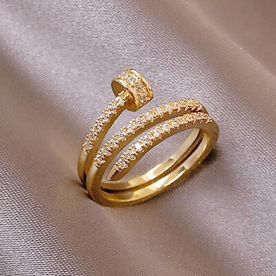 #ad Pretty Wedding 18k Yellow Gold Plated Rings Cubic Zirconia Women Jewelry Sz 6 10 C $3.05