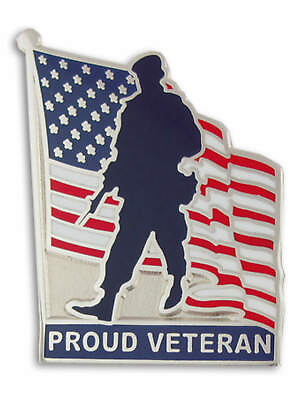 #ad PinMart#x27;s Proud Veteran American Flag Military Patriotic Enamel Lapel Pin $32.38