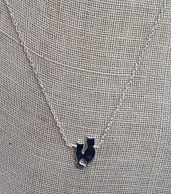 #ad Petite Sterling Silver Momma Cat amp; Kitten Silhouette Fixed Pendant Necklace 18quot; $14.99