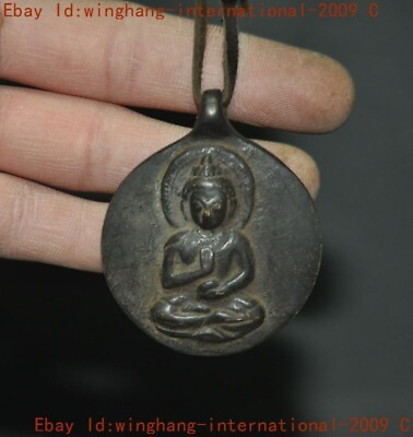 #ad old Tibet Buddhism bronze Sakyamuni buddha statue Exorcism amulet Pendant $24.65