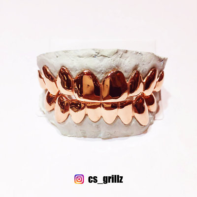 #ad Sterling Silver ROSE Gold Plated Custom Real Handmade PLAIN Grillz $180.00