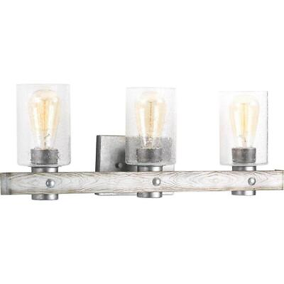 #ad Progress Vanity Lighting 3 Light w Clear Seeded Glass Dimmable Galvanized $155.99