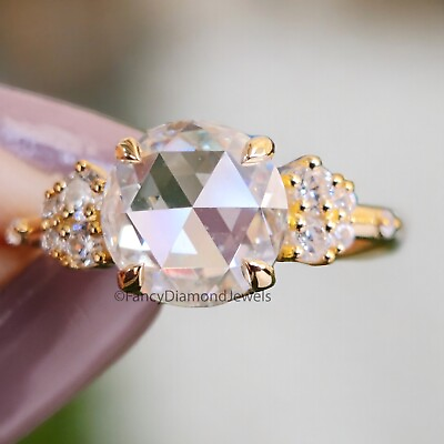 #ad 2.20 CTW Round Rose Cut Colorless Moissanite Ring Vintage Engagement Ring FD05 $237.60