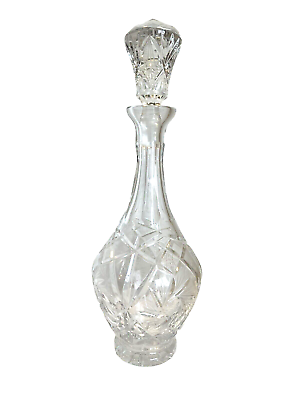 #ad VTG. Brilliant Clear Cut Glass Crystal Decanter W stopper EUC 14quot; $60.00